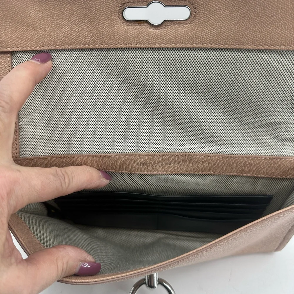 Rebecca Minkoff Leather Jean Clutch Bag in Doe Beige Cream Handbag